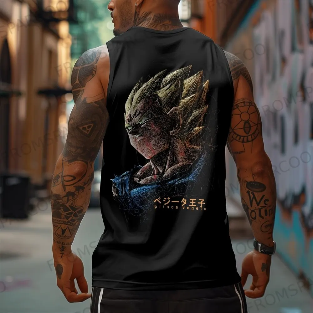 Dragon Ball Anime Goku periférico impreso puro algodón camiseta sin mangas 2025 gimnasio ropa deportiva Casual hombres suelta verano moda chaleco Top