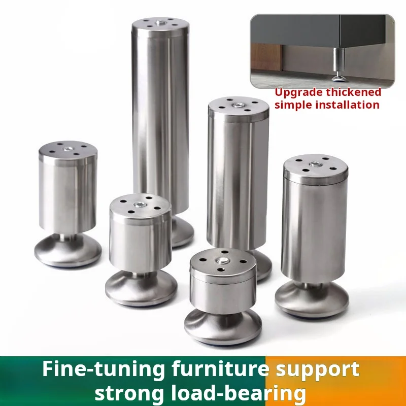 Heavy Gauge Stainless Steel Furniture Leveling Feet Adjustable Cabinet Legs TV Stand Desk Leveler Support Base