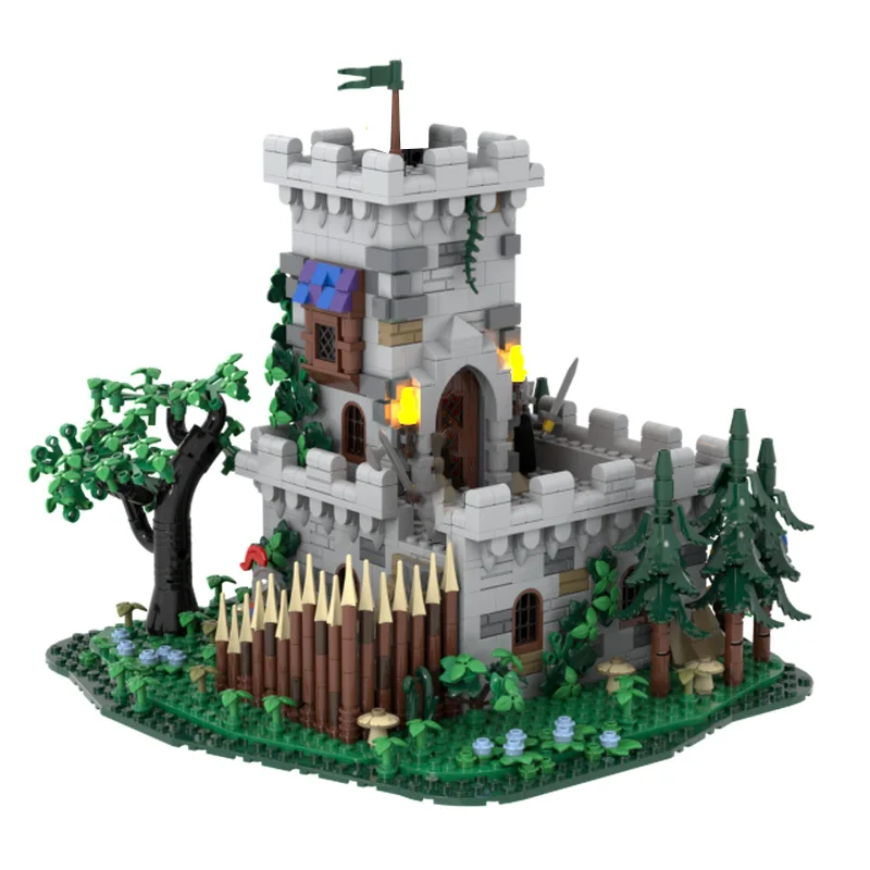 1645 أجزاء برج الغابات في القرون الوسطى اللبنات نموذج العمارة الرجعية عرض لعب للأطفال لتقوم بها بنفسك تجميع هدايا عيد الميلاد