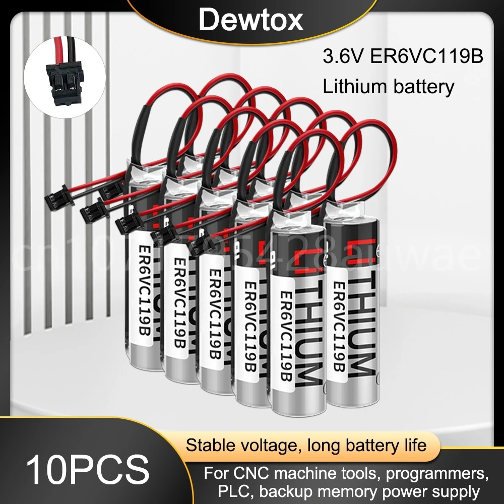 

10PCS Genuine New ER6V ER6VC119B ER6V C119B 3.6V 2000mAh Industrial PLC Lithium Battery for CNC Machine Tools