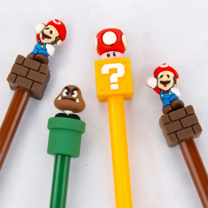 Cartoon Mario Bros Black Ink Neutral Pen 0.5mm Unisex Pen Creative Stationery Black Pen Signature pen Student supplies