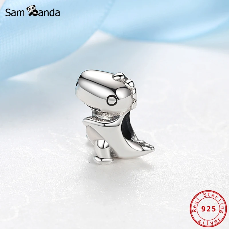 Originale 925 Sterling Silver Charm Bead Fit Pandora bracciali collane ciondoli dinosauro T-REX per le donne gioielli fai da te