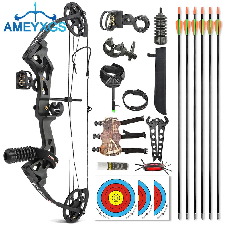 10-30Lbs M3 Archery Compound Bow Set 260FPS IBO Right Hand Adjustable for Junior Beginner&Kids Hunting Shooting Accessories