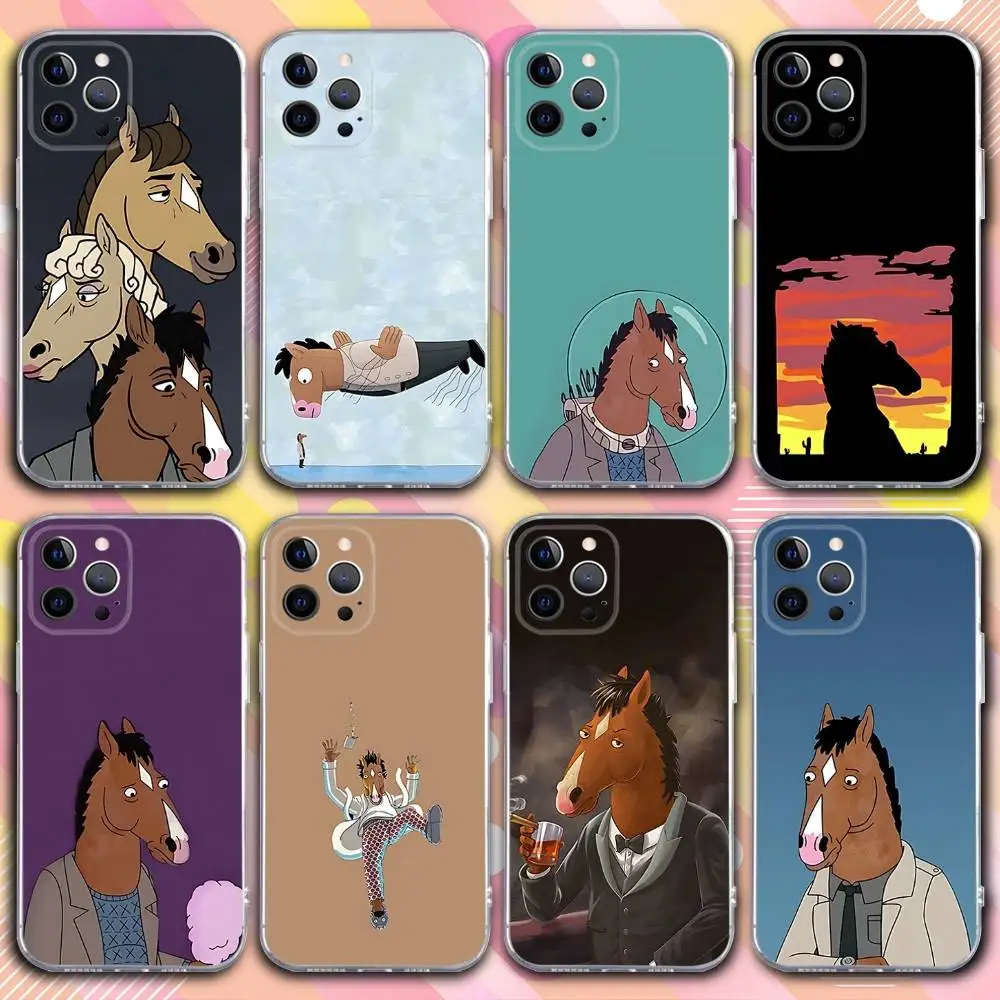 

B-BoJack Cartoon Horseman Phone Case For iPhone 17,16,15,14,13,12,11 Pro,Max,Plus,X,XS,XR,SE4,E Mini Transparent Soft Cover