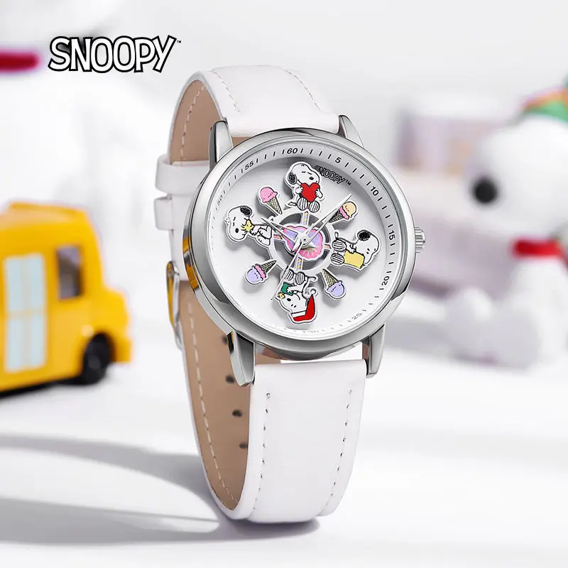 New Snoopy Animation Peripheral Cartoon Cute Waterproof Children\'s Watch Creative Kawaii Carousel Watch Holiday Gift Wholesale