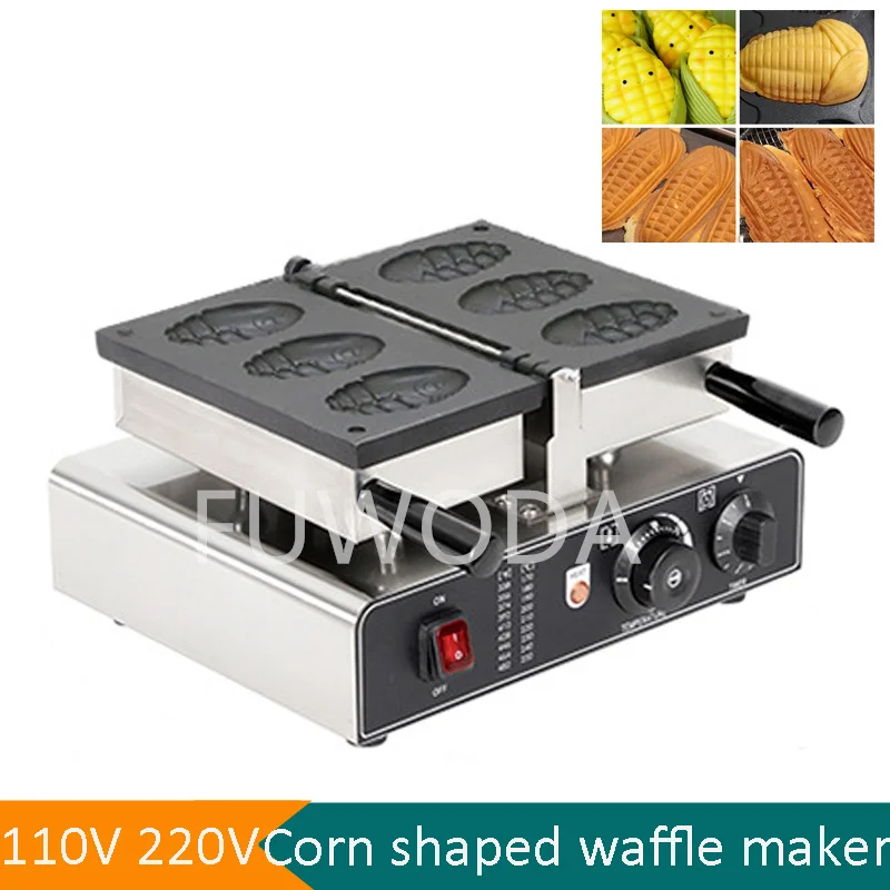 

3PCS Commercial Electric Corn Shape Waffle Making Machine Stainless Steel Snack Round Flip Waffle Stove Hot Dog Waffle Machine