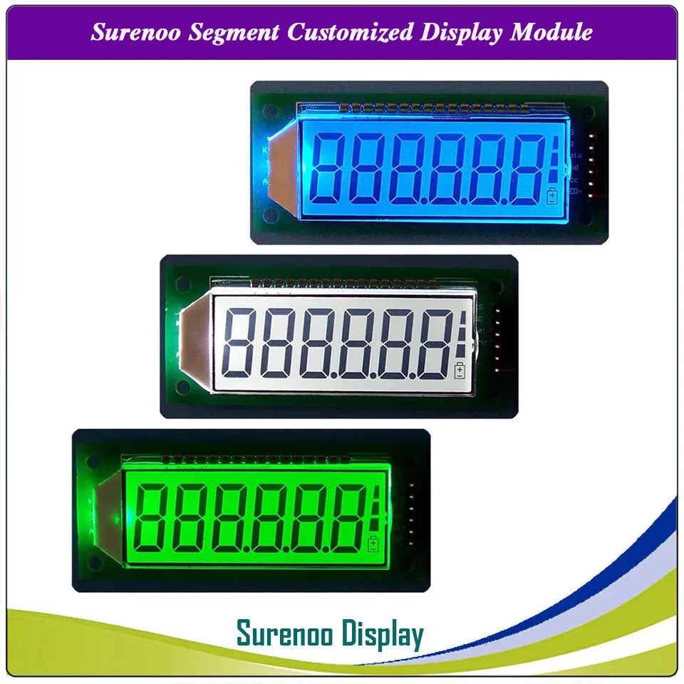 Wyświetlacz LCD Surenoo 6-cyfrowy "8 8 8.8.8.8" 7-segmentowy cyfrowy moduł 5V z wbudowanym kontrolerem HT1621 i podświetleniem.