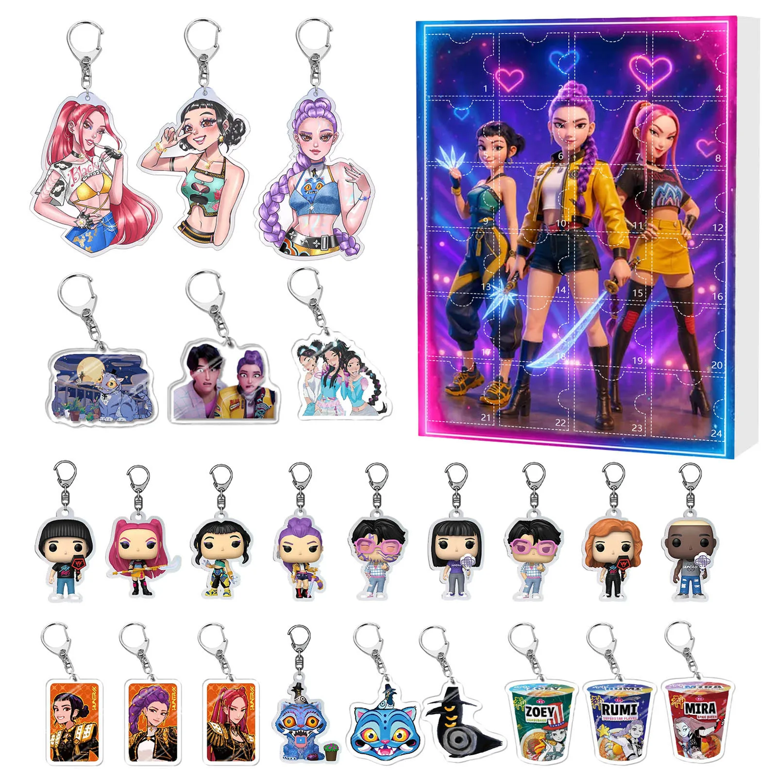 Action Figure Scene linkage KPOP Witch Hunters, Christmas Countdown Calendar Blind Box, Backpack Car Keychain Acrylic Pendant