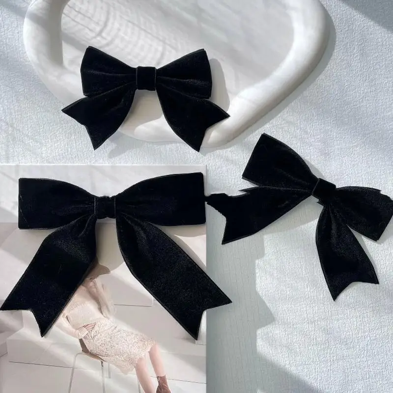 Preto veludo arco broche camisa camisola decoração outono inverno acessórios de moda feminina