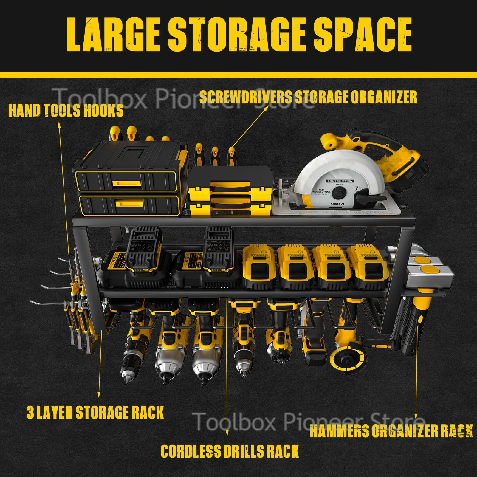 Power Tool Rack Electric Drill Holder Wall Mount Organizer Wrench Tool Workshop Screwdriver Power Storage Shelf Accessories