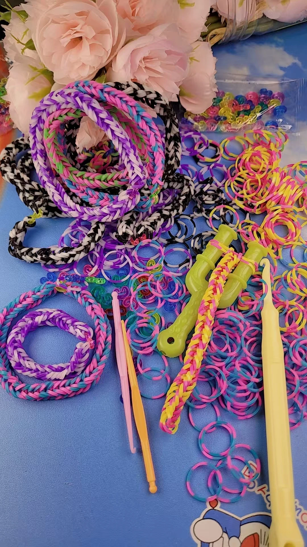 مجموعة أدوات سوار قوس قزح DIY، أربطة مطاطية للسوار، مجموعة ألعاب يدوية لسوار الصداقة DIY للفتيات #6