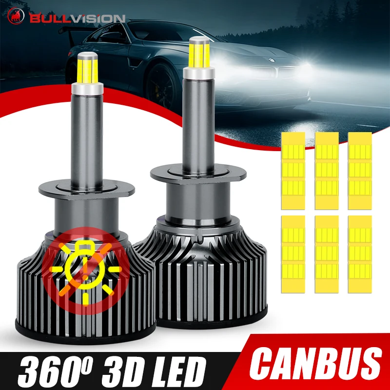 

3D 360 H7 LED-лампа для автомобильных фар Canbus H8 H9 H11, противотуманные фары 9006 Hb4 9005 Hb3 9012 Hir2, светодиодные лампы Plug and Play, 6500K 12V