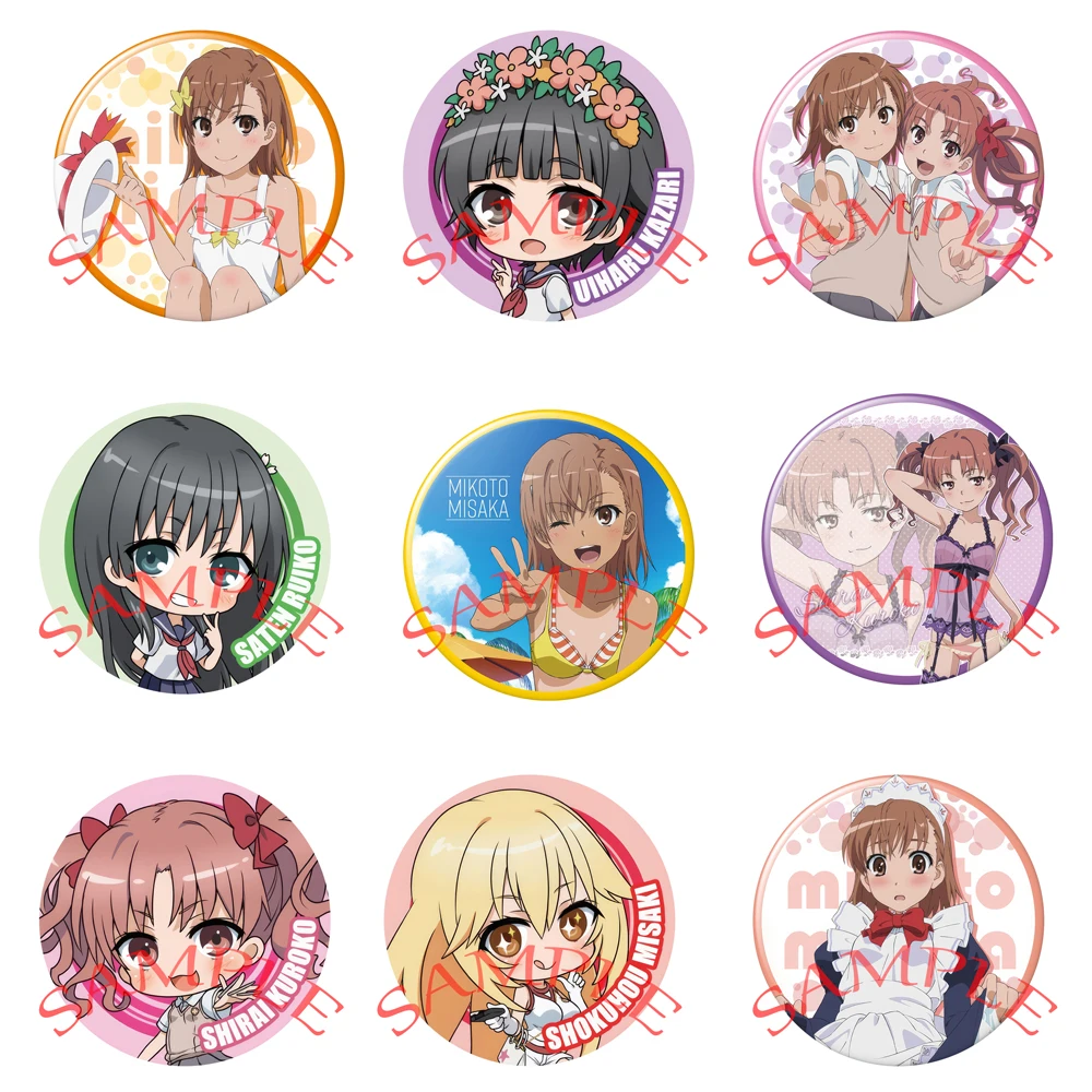 Anime A Certain Scientific Railgun Cosplay Misaka Mikoto Shirai Kuroko Uiharu Kazari Saten Ruiko Cartoon Badge Christmas Gifts