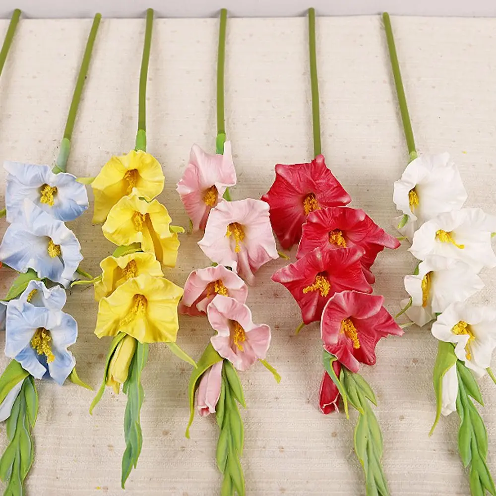 

PU Artificial Gladiolus Branches Real Touch Floral Art Simulation Gladiolus Flower Handmade Fake Flowers Holiday Party Decor