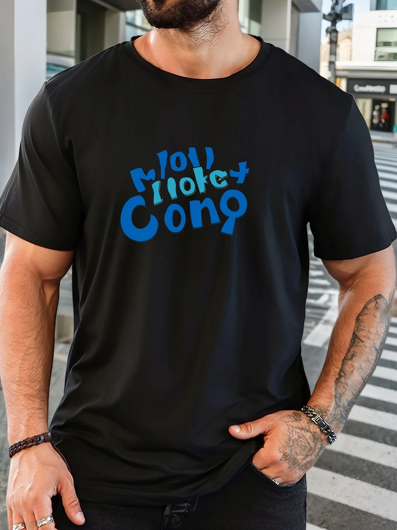 

Men's 100% Cotton Printed T-Shirt Molly Molly Cong Pattern Summer Casual Oversized Round Neck Short Sleeve Comfortable Daily Tee