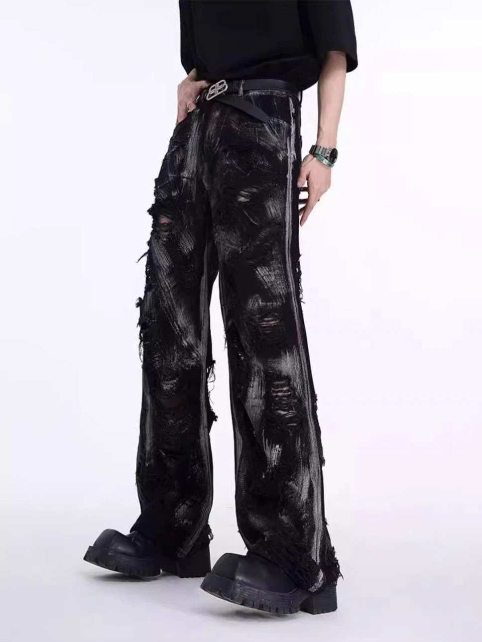 

Женские потертые брюки в стиле ретро с граффити, осенние джинсовые брюки унисекс, уличная одежда, джинсы, женские повседневные широкие брюки