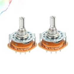 2Pcs 5Pin 1P4T 1 Pole 4 Position Selectable 2 Deck Band Selector Rotary Switch RS25 1*4