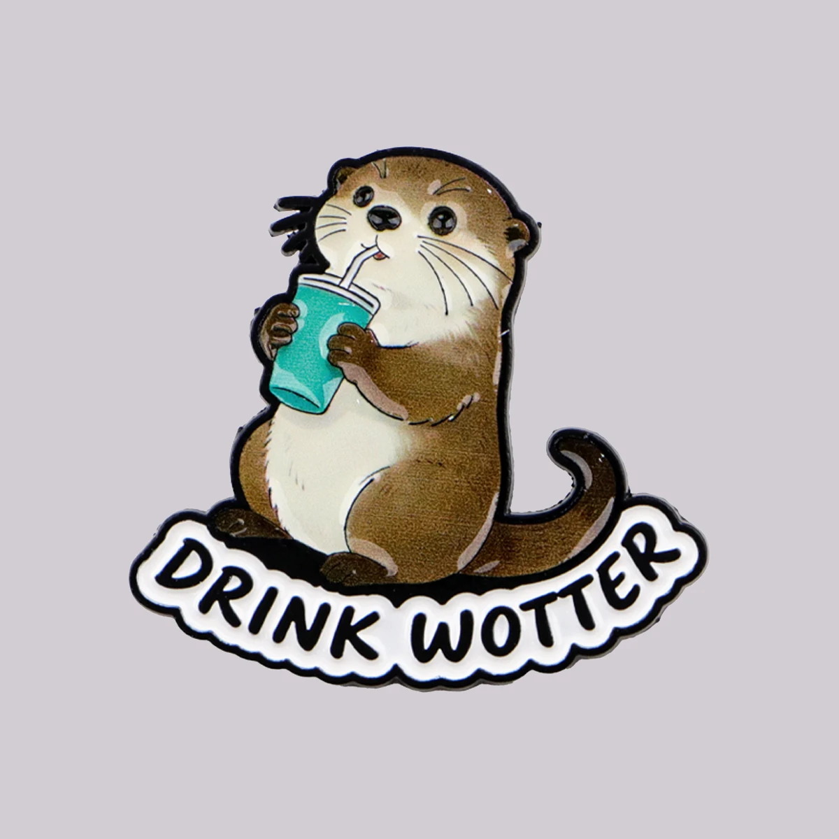 DRINK WATER Emaille-Pin, niedliche Otter-Brosche, Anstecknadeln, Abzeichen für Rucksack, Kleidung, Accessoires, Modeschmuck, Geschenke für Freunde