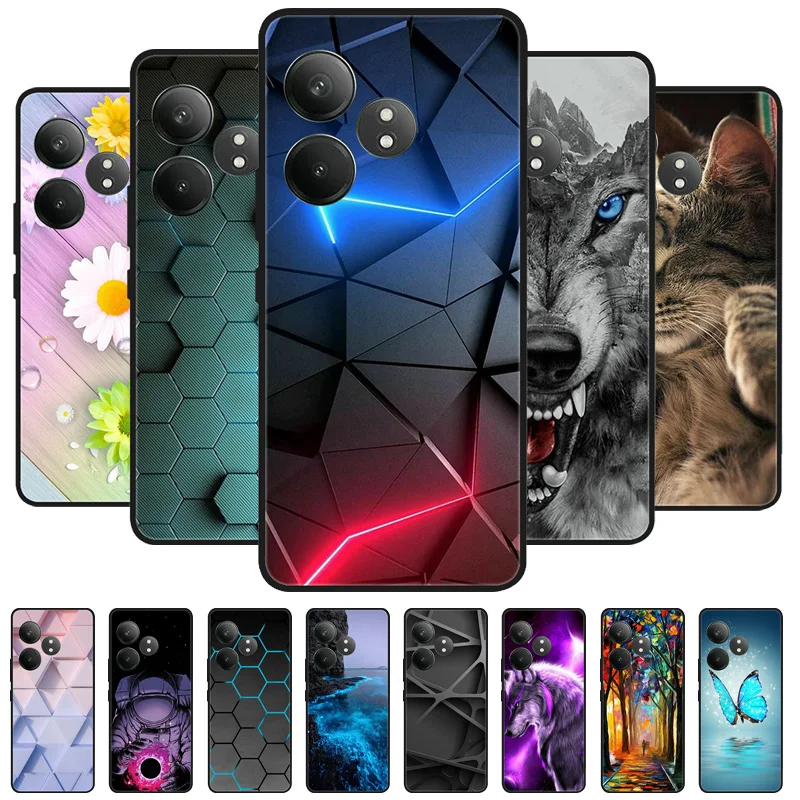 Phone Cover For Realme GT 6 Case Silicone Black Bumper Soft TPU Coque for Realme GT 6T Case Protector Funda Realme GT6 GT6T Bag