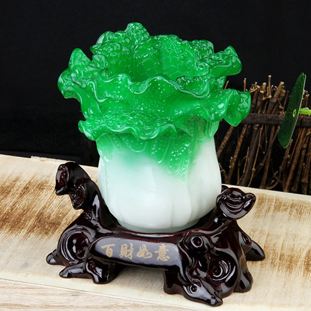 

Large Capacity Resin Pen Container Chinese Cabbage Style Desktop Decoration Multi-Function Stationery Holder for Office Desk