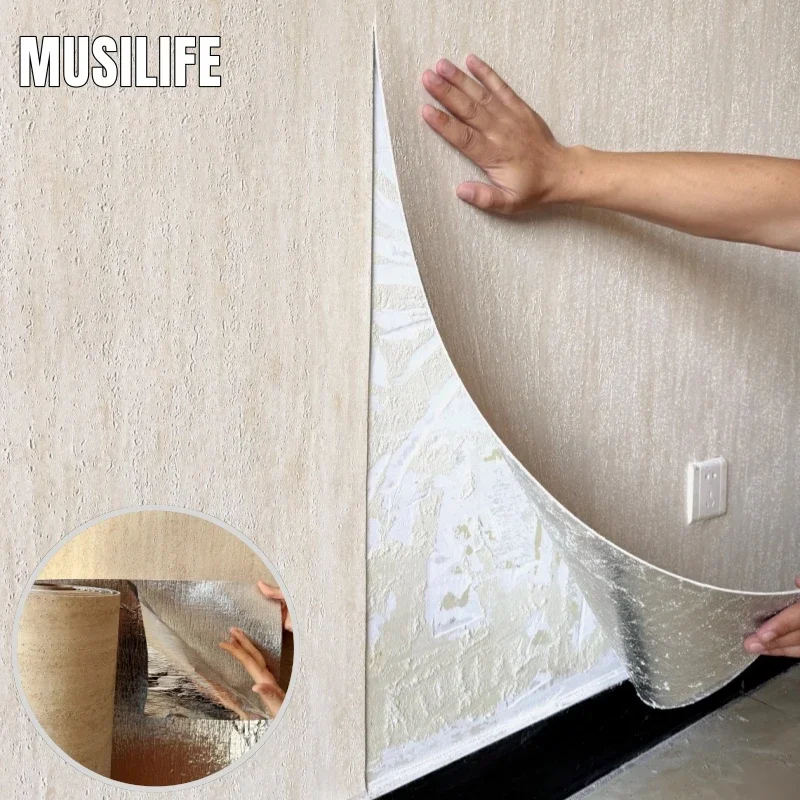 3D Travertine Faux Stone Self-Adhesive Wallpapers Home Decor Thickened Peel and Stick Wall Panels for Living Room Wall Cladding