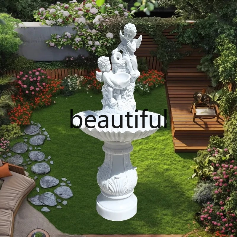 

Flowing water fountain sculpture natural stone, carving wishing pond stone carving fountain garden ornament