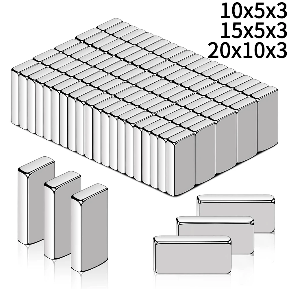 20-100Pcs Super Strong Neodymium Magnets 10/15/20mm X 5/10mm X 3mm N35 NdFeB Block Magnets Square Magnets Refrigerator Stickers