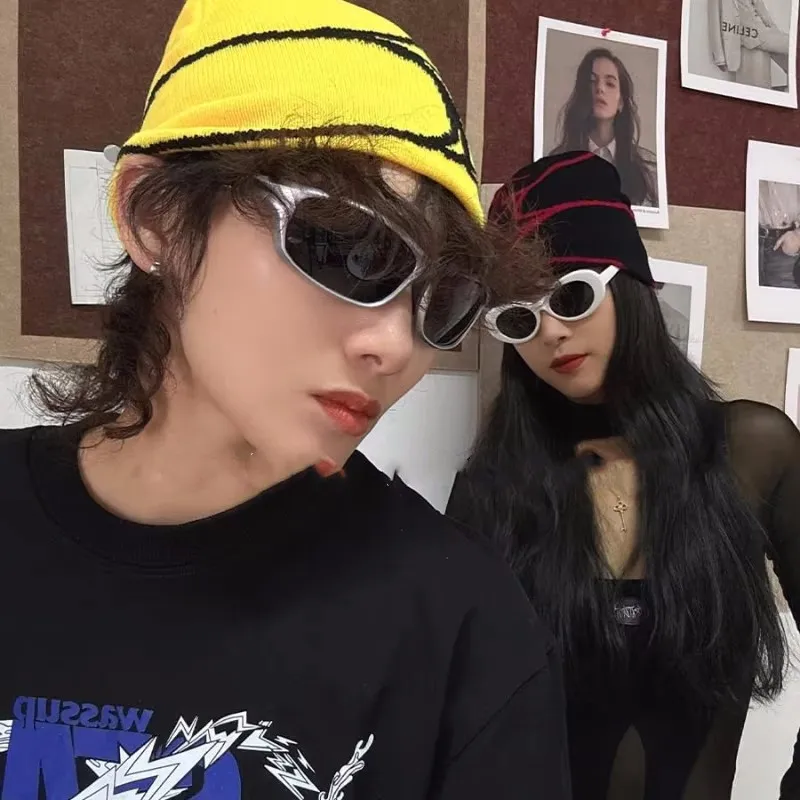 الهيب هوب الاكريليك Spiderweb متماسكة الجاكار قبعة فول قبعة شتوية دافئة سميكة قبعة الشتاء للجنسين قبعة لا قبعة لها حواف #5