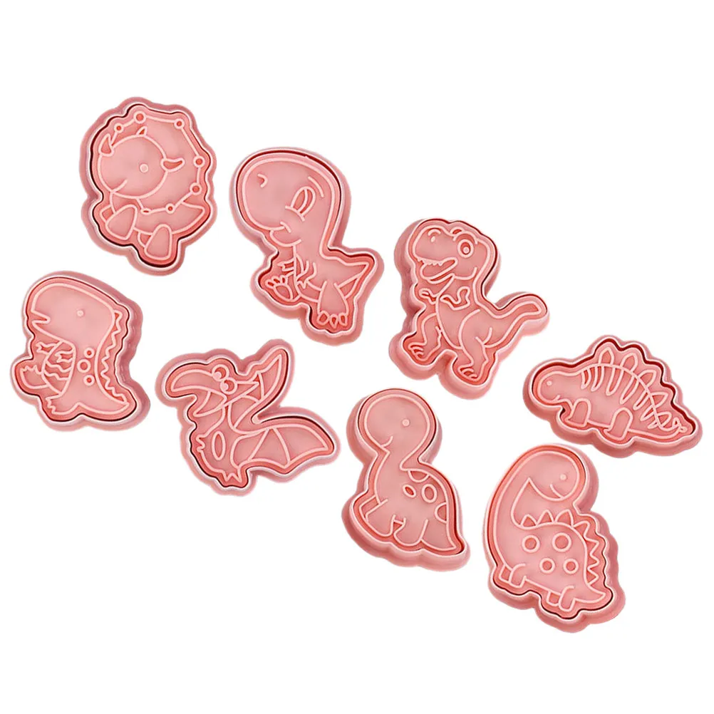 Molde para galletas de dinosaurio, herramienta para hornear con forma de animal, para manualidades de chocolate y fondant, reutilizable, fácil de limpiar, 8 Uds.