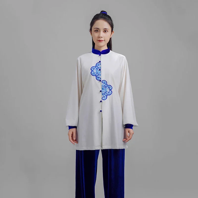 

Kun Master Thicken Velvet Taichi Uniform Elegant Winter Martial Arts Suit Embroidery Kung Fu Clothes Taiji for Women