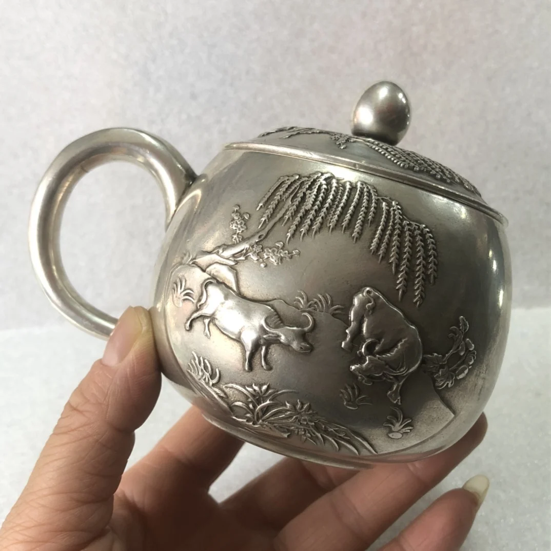 

Collection Exquisite Pure Copper Seiko Carving Silver-plated Cups Home Craft Decoration Commemorative