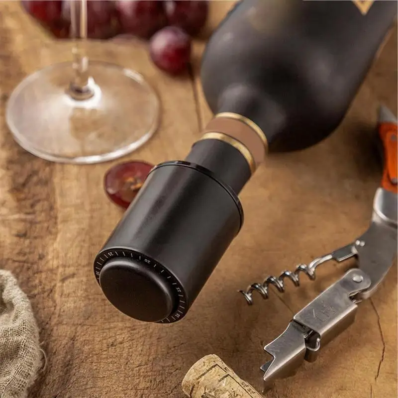 Wine Bottle Stoppers Reusable Wine Saver With Time Scale Record Wine Sealer Vacuum Pump Cork For Wine Lovers Preserves Freshness