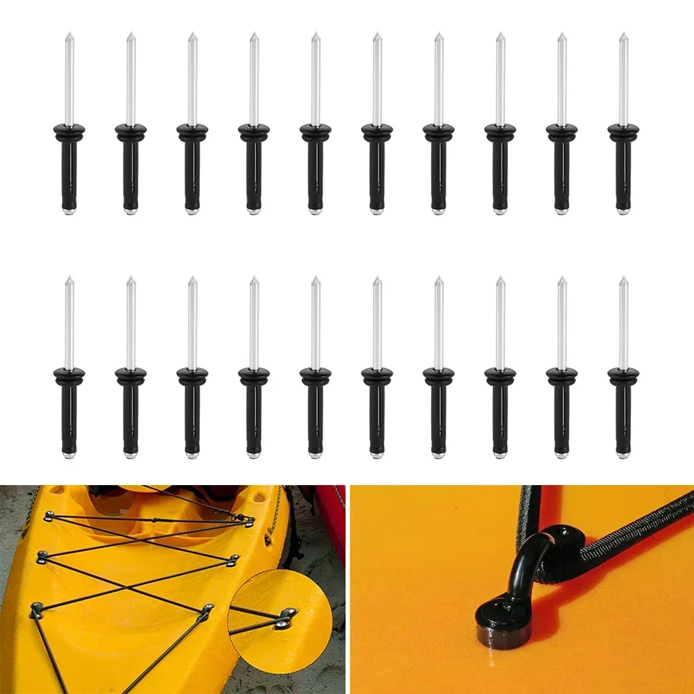 20Pcs Aluminum Tri-Grip Rivets Waterproof O-Rings Long Grip Tri-Fold Tri-Bulb for Deep Water Installing Kayak Canoes Marine Boat