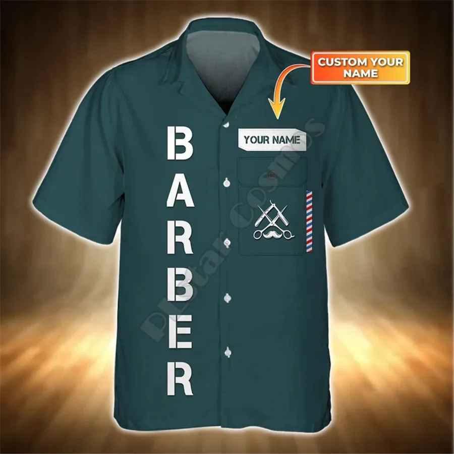 Barber Shop hawaiian shirt Barber gift Gift For Hair Dresser Salon 3D Printed T shirts Summer Funny Beach Short Sleeve Casual