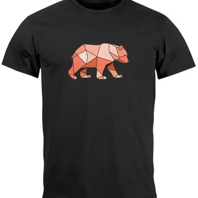 Men's T-Shirt Polygon Graphic Bear Outdoor Motifs Print Shirt Nature Fashion
