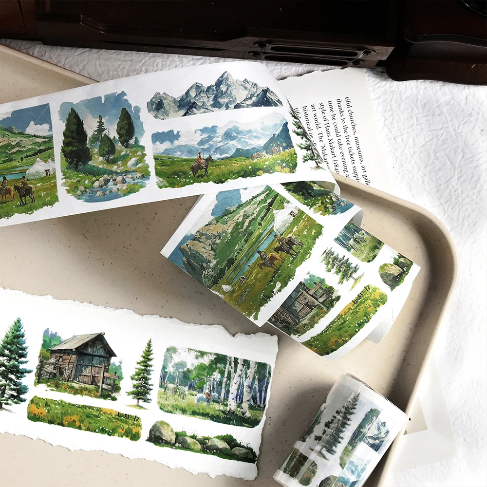 6 стилей, 1 рулон/упак., лента Life is a Wilderness SeriesWashi для DIY дневника, чехол для телефона, стеклянная кружка, кружка, украшение календаря