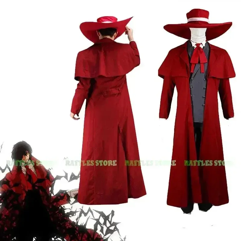 Anime Comic Hellsing Red Trench Alucard Van Cosplay Topi Vampir Kostum Halloween Karnaval Setelan Pria Ccff544