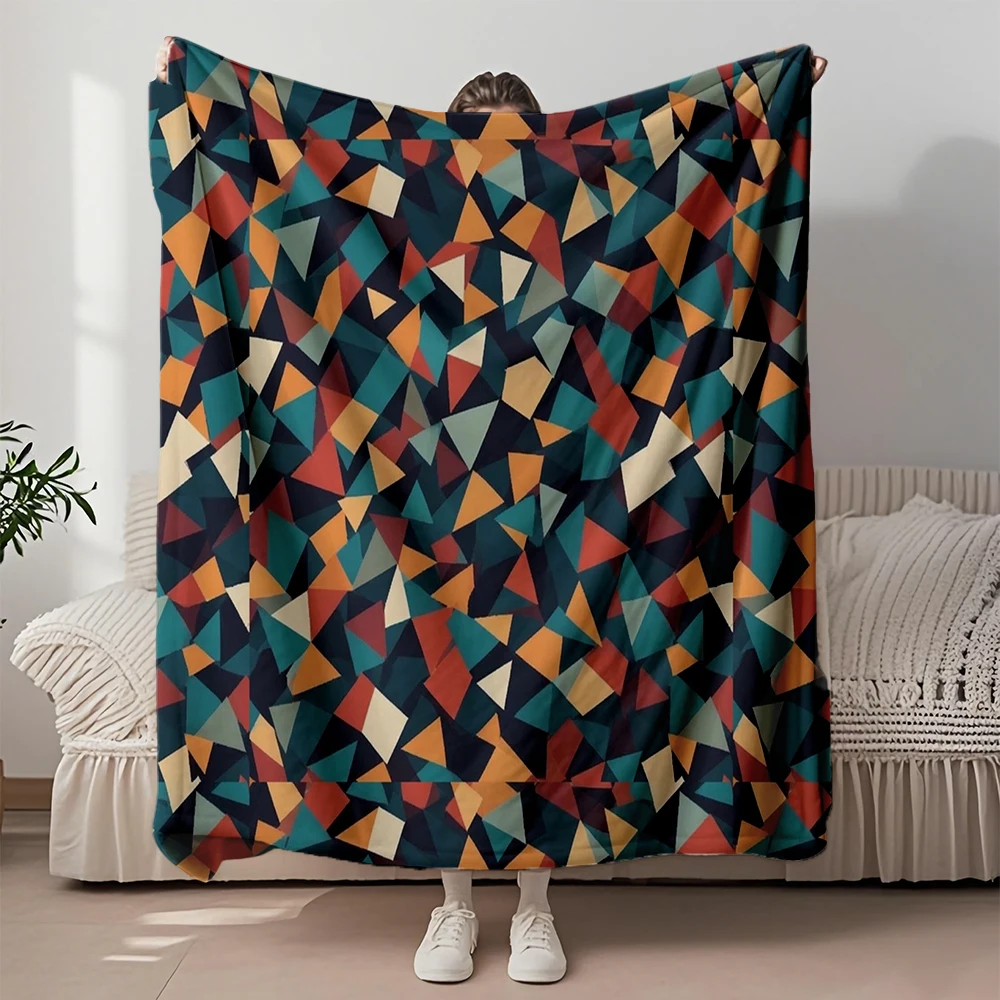 

Flannel Bed Blanket Abstract Geometric Pattern Background With Moisture-wicking Breathable Technology Bed Scarf Retro Blankets