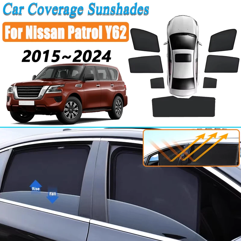 

Для Nissan Patrol Y62 аксессуары 2015 ~ 2023 2024 автомобильное сетчатое покрытие солнцезащитный козырек солнцезащитный крем на окно магнитный солнцезащитный козырек