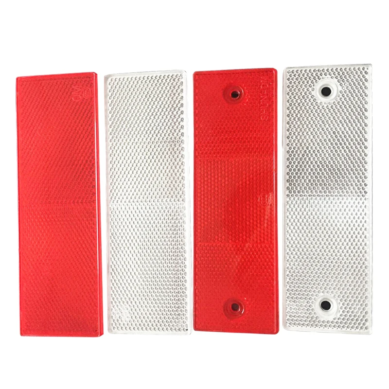 White Red Plastic Reflector Night Safety Warning Sticker with Holes Accessories Fit for Motorcycle Truck Bike Trailer Automobile