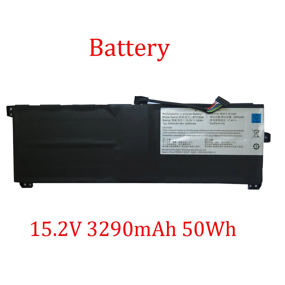 

Laptop Battery For MSI PS42 8M PS42 Modern 8MO 8RA 8RB 8RC BTY-M48 15.2V 3290mAh 50Wh Black New