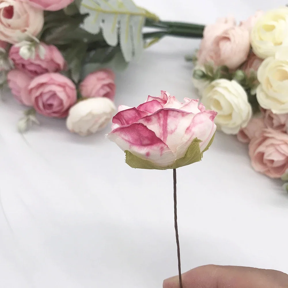 6 قطعة حزمة الورد الحرير الاصطناعي لعيد الميلاد الزفاف باقة الزفاف الديكور المنزل الزينة الزهور ملحق ورد صناعي #6