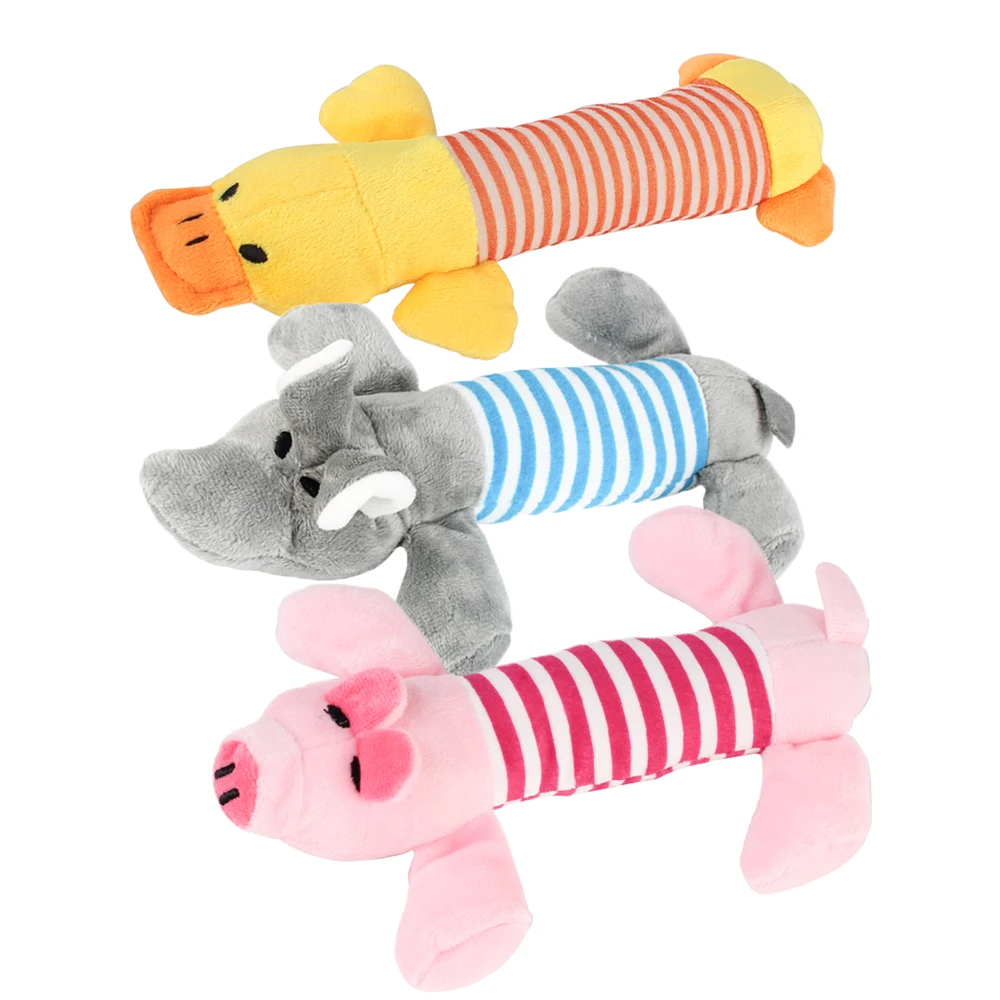 Fit for All Pets Dog Cat Fleece Toys Popular Squeak Chew Sound Dolls Elephant Duck Pig Pet Funny Plush Toys