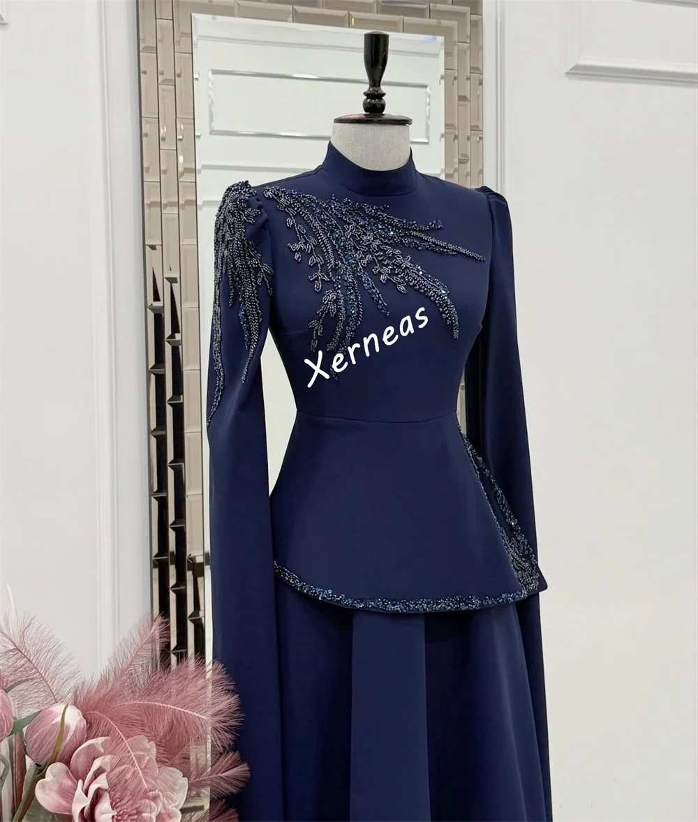 Customized Classic Luxury Evening Dress Bespoke Occasion High Collar A-line Long Dresses Glitter Formal Elegant Party Wedding