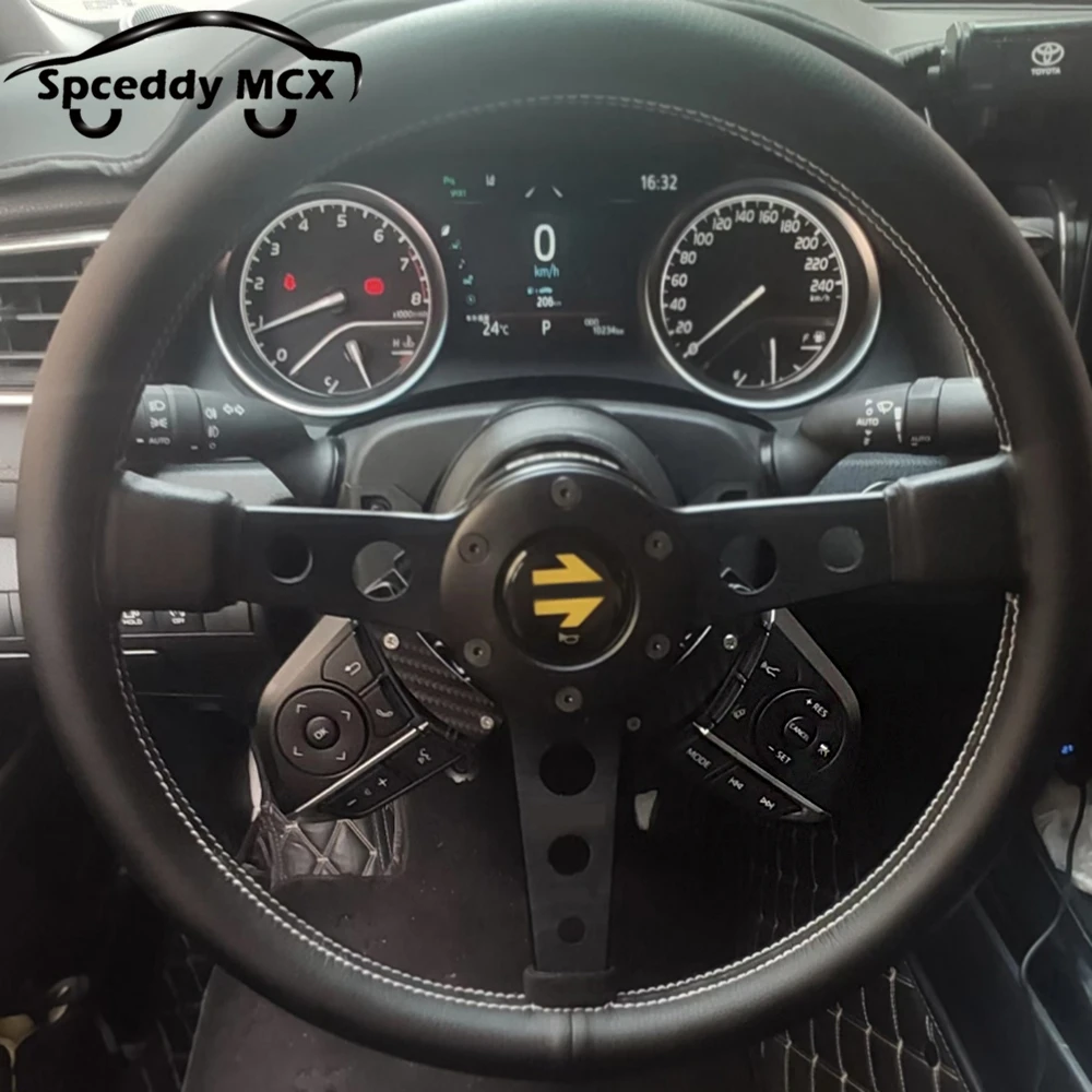 Spceddy MCX Racing Steering Wheel Mangnetic Shift Paddle Extension Carbon Fiber Bracket For Toyota Camry 8gen Cross Altis