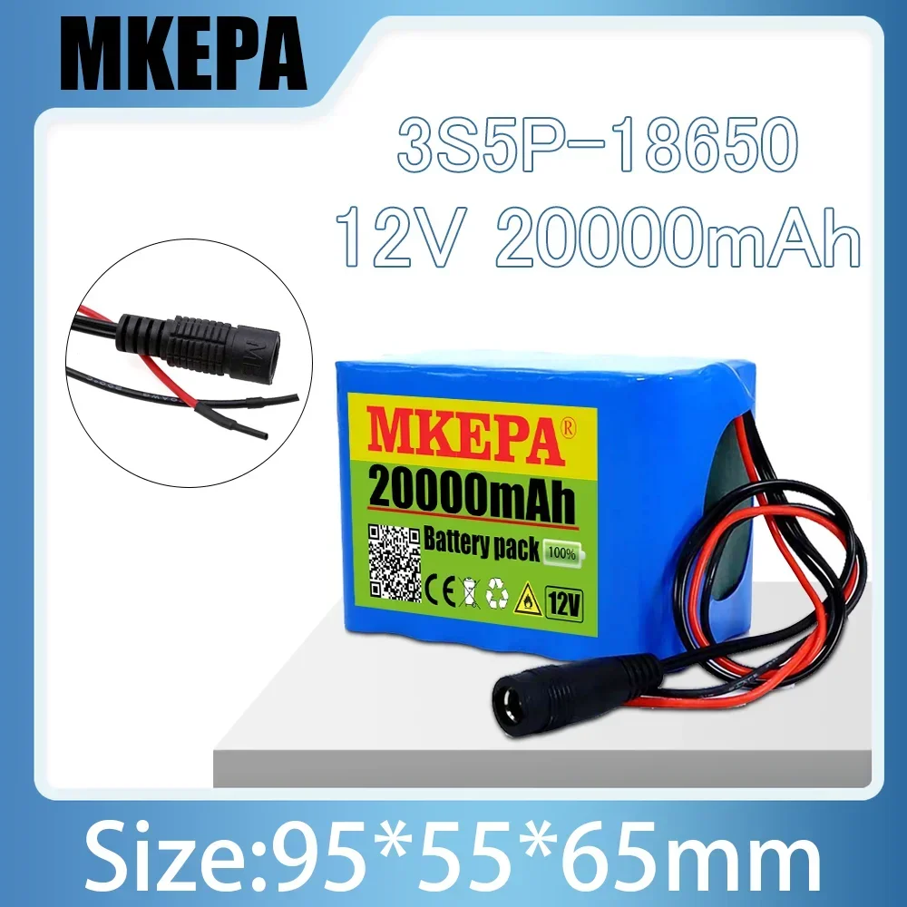 Bateria de lítio de grande capacidade, built-in BMS, 20Ah, 12V, 20000mAh, 18650, 3s5p, adequado para pequeno poder, equipamento eletrônico, novo