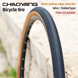 Road Cycling Tire Folded 700x28C Yellow Edge Wire Tire 30TPI 60TPI Gravel Bicycle Anti-puncture Tape 700x25 40C