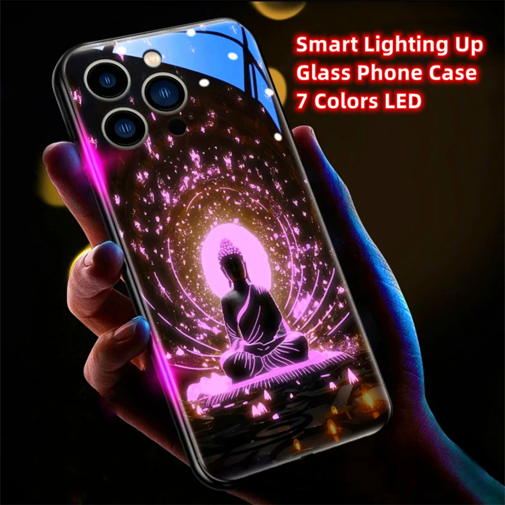 Buddhaland Gleams Design Schallgesteuerte LED-Blitzhüllen Leuchtende Glasabdeckung für Samsung S26 S25 S24 S23 S22 S21 FE Plus Ultra – Detail 11