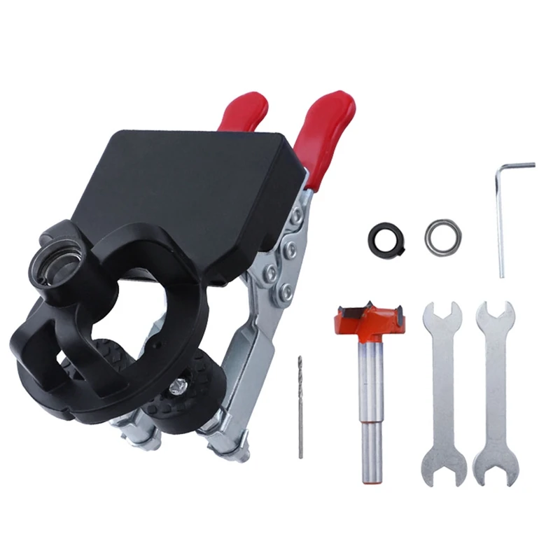 Concealed Positioning Hinge Hole Punch Door Cabinet Hinge Jig Punch Kit 35Mm Door Cabinet Hinge Jig With 2 Retaining Clips