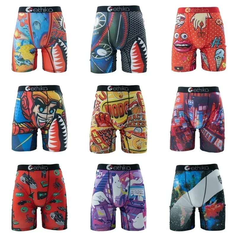 Ethika-メンズプリントボクサーショーツ、セクシーな下着、メンズパンティー、ランジェリー、パンツ、プラスサイズ、3XL、ブリーフ